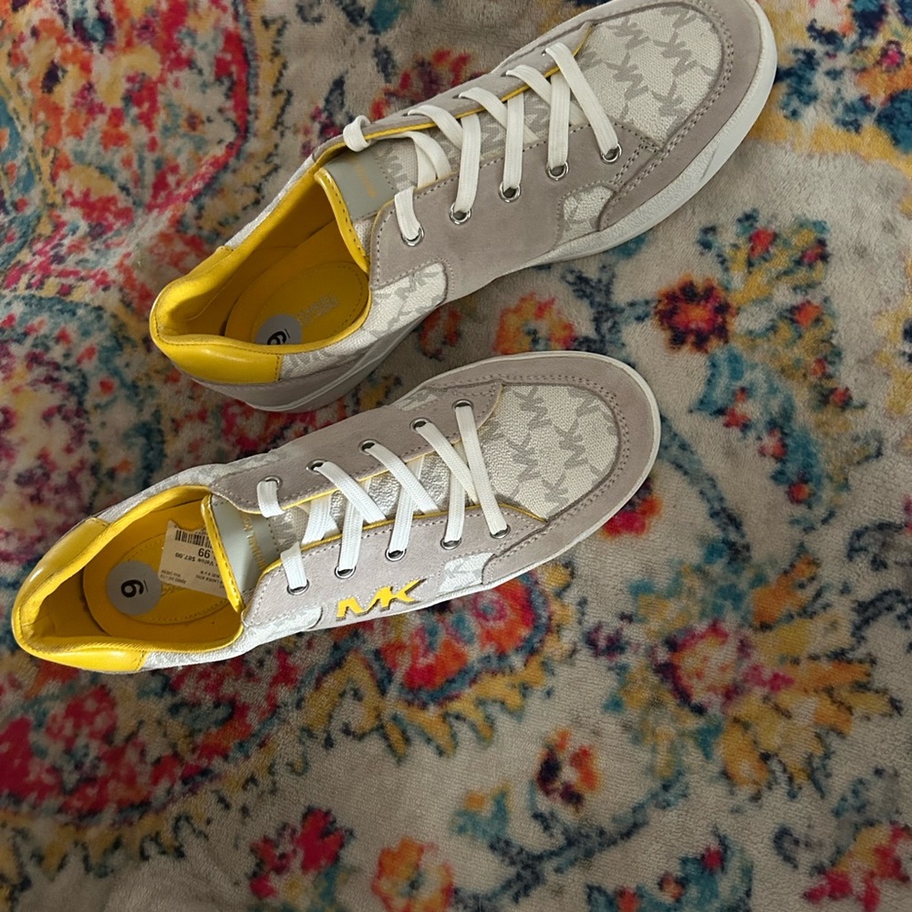 Michael Kors Yellow, Gray and Cream Sneakers - Picture 4 of 13